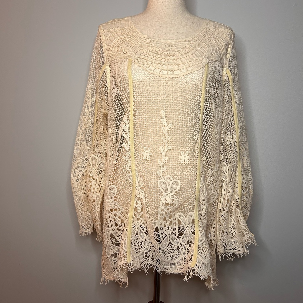 Pretty Angel Cream Lace Top Boho Chic & Vintage Inspired Size L